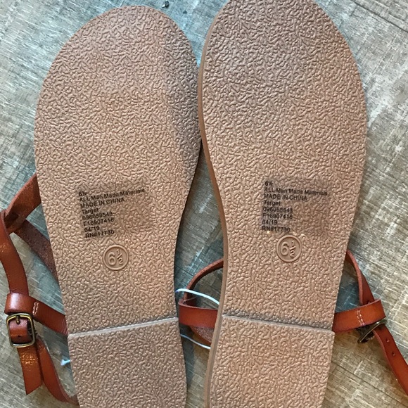 Camel brown leather strap sandal - Picture 2 of 4